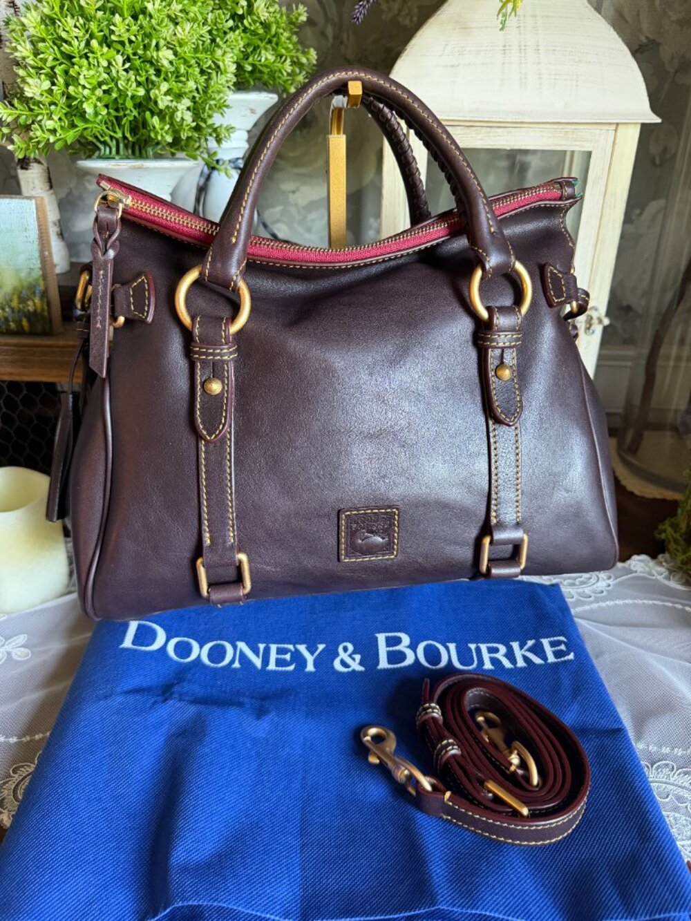 NWT Dooney & Bourke Florentine Brown Tmoro Large Satchel Handbag Purse 8L940